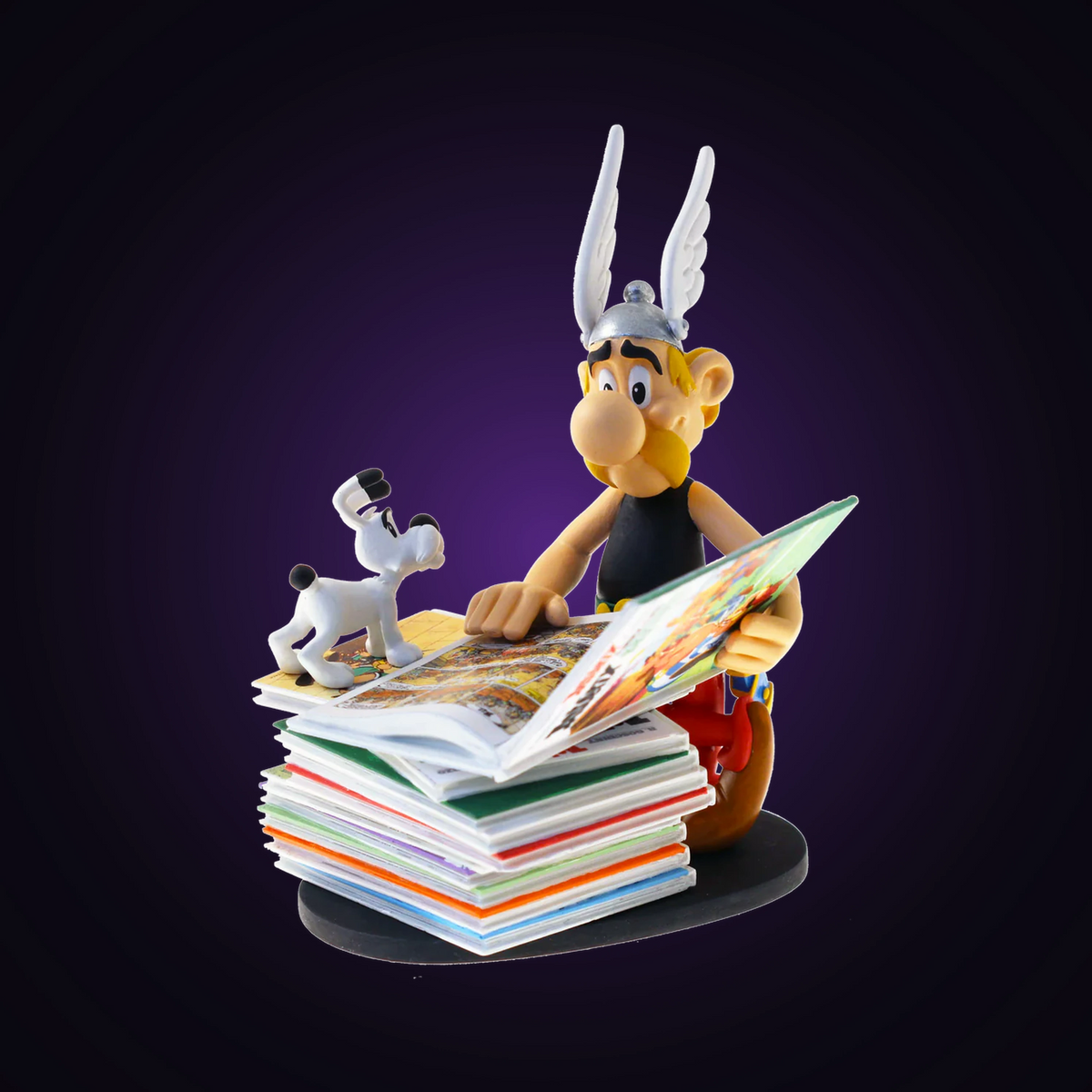 Figurine Astérix et pile d'albums 2e