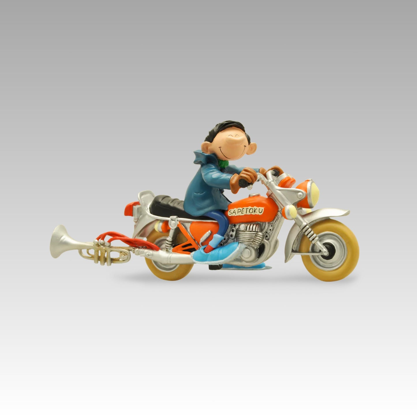 Figurine Gaston et la moto Sapetoku