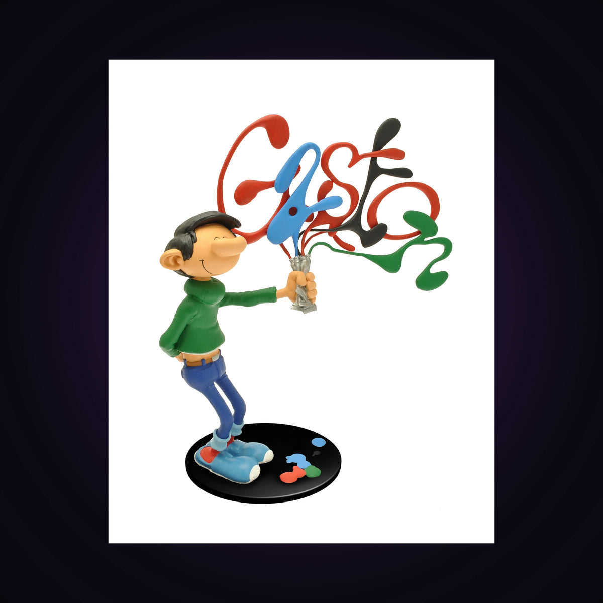 Figurine Gaston et ses tubes de peinture
