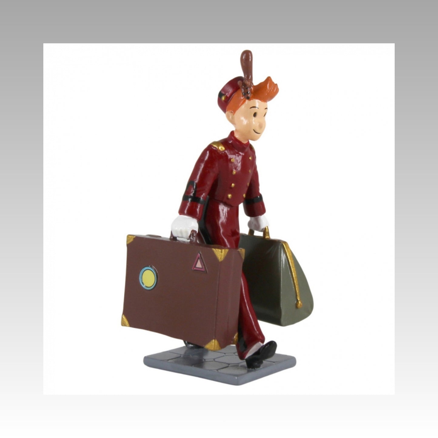 Spirou marchant avec valises