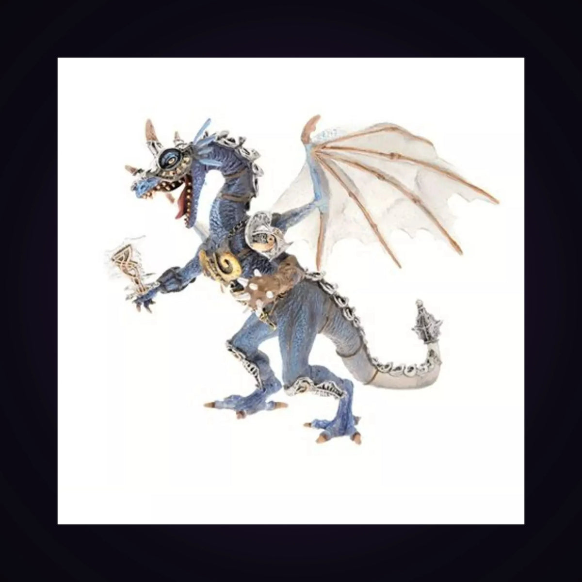 Dragon armure gris translucide et bleu