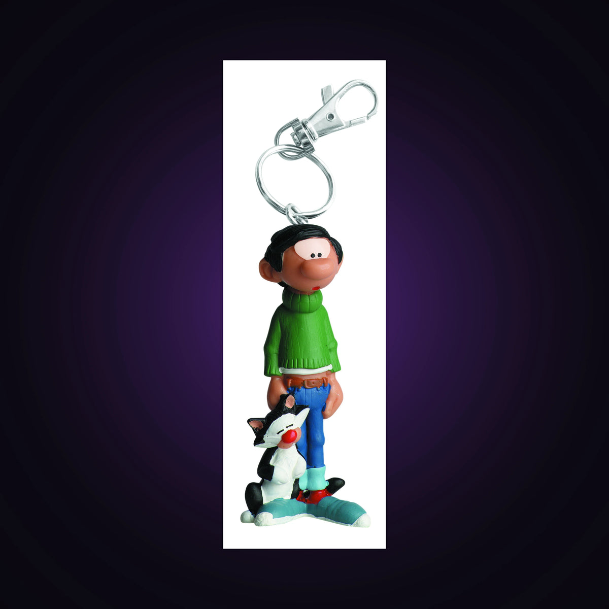 Porte-clés Gaston et son chat