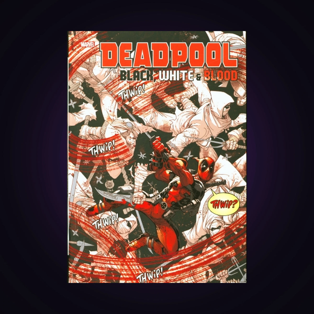 Deadpool : black white blood.