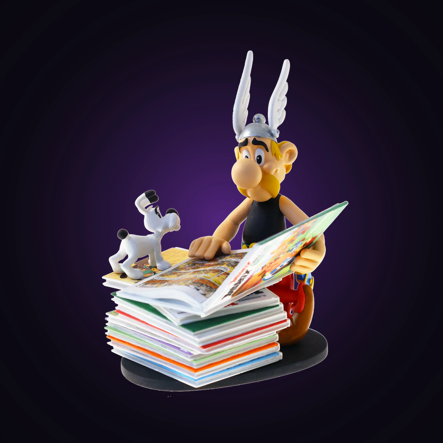 Figurine Astérix et pile d'albums 2e