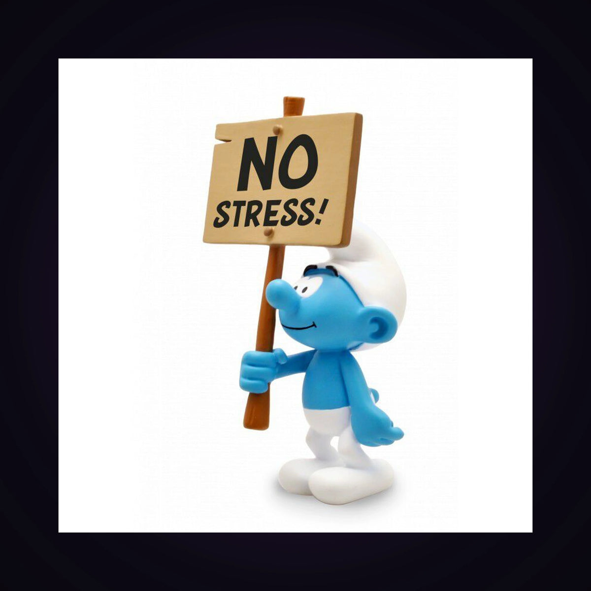 Figurine Schtroumpf pancarte No stress