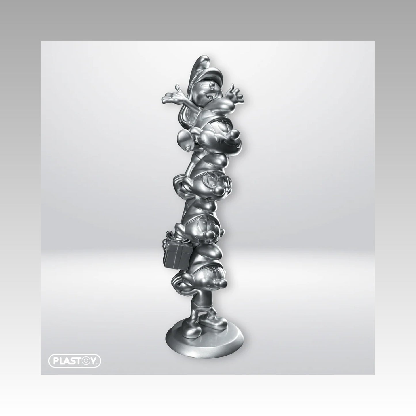 Figurine colonne des Schtroumpfs Edition Argent limitée
