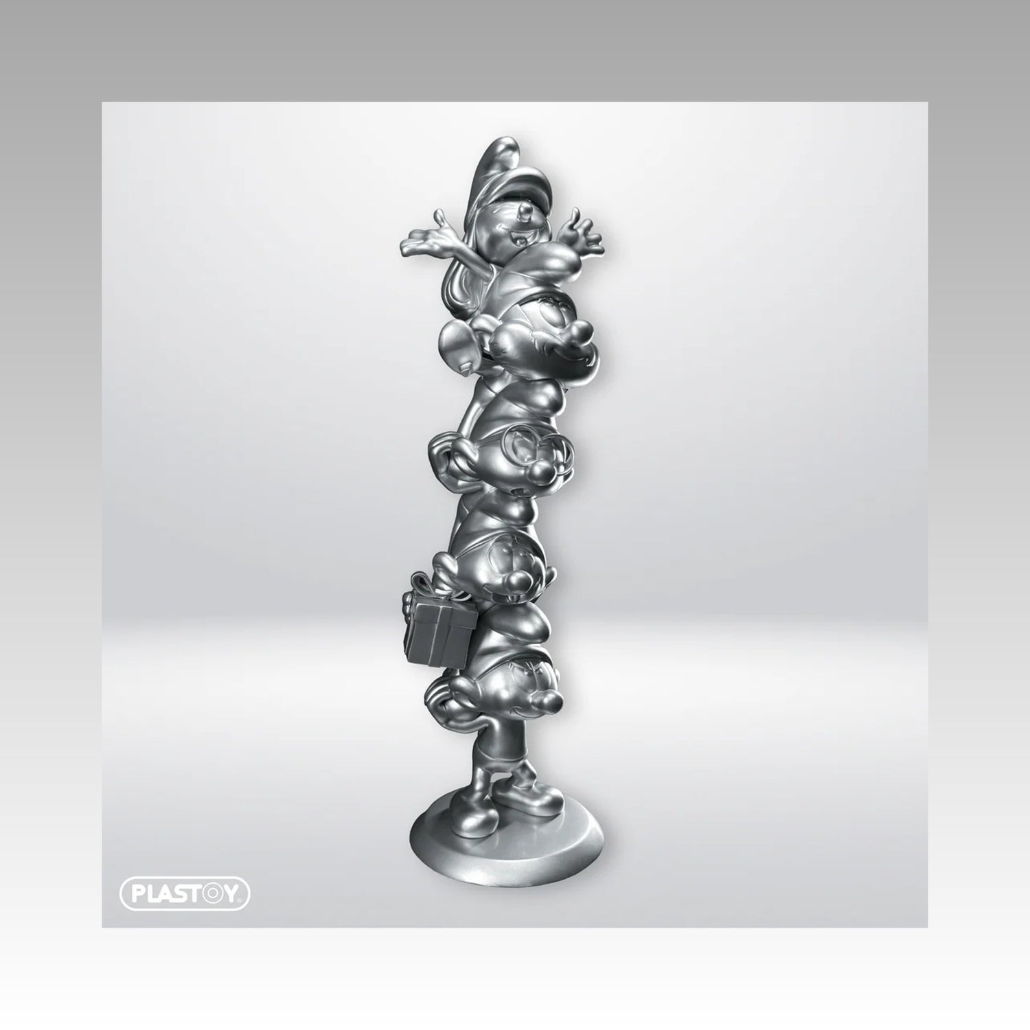 Figurine colonne des Schtroumpfs Edition Argent limitée