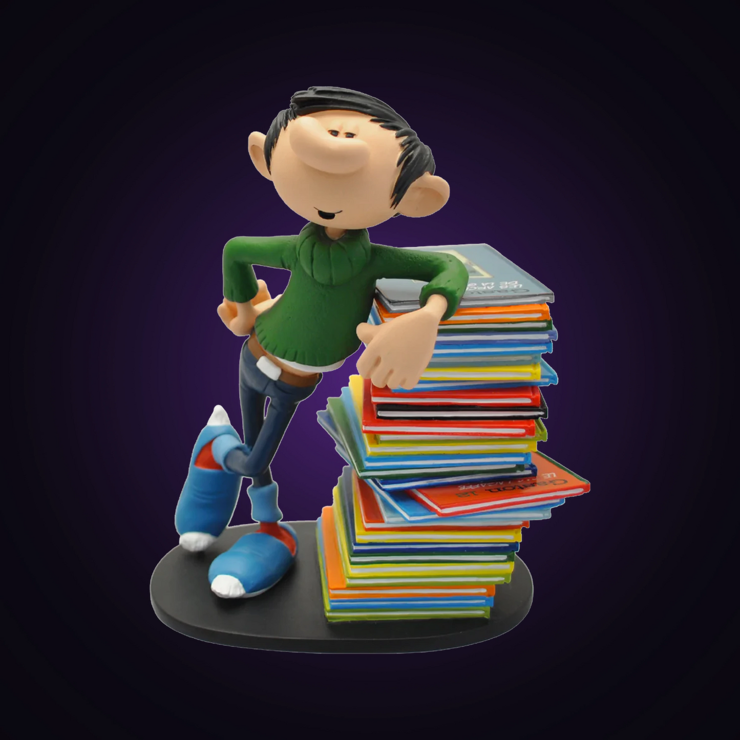 Figurine Gaston pile d'albums
