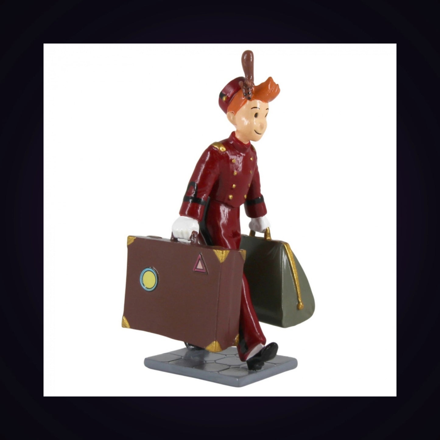 Spirou marchant avec valises