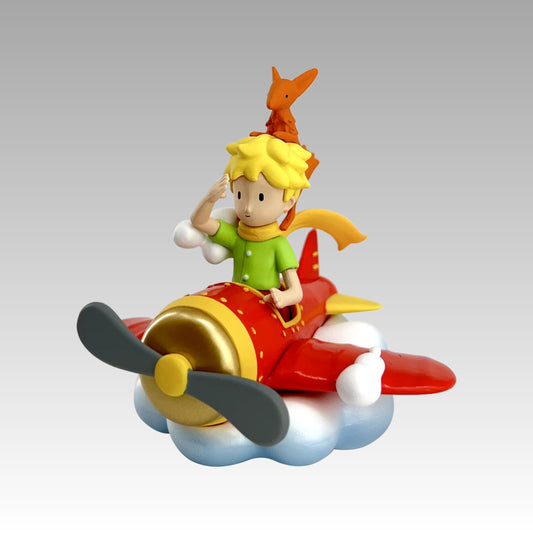 Figurine Le Petit Prince et le renard en avion