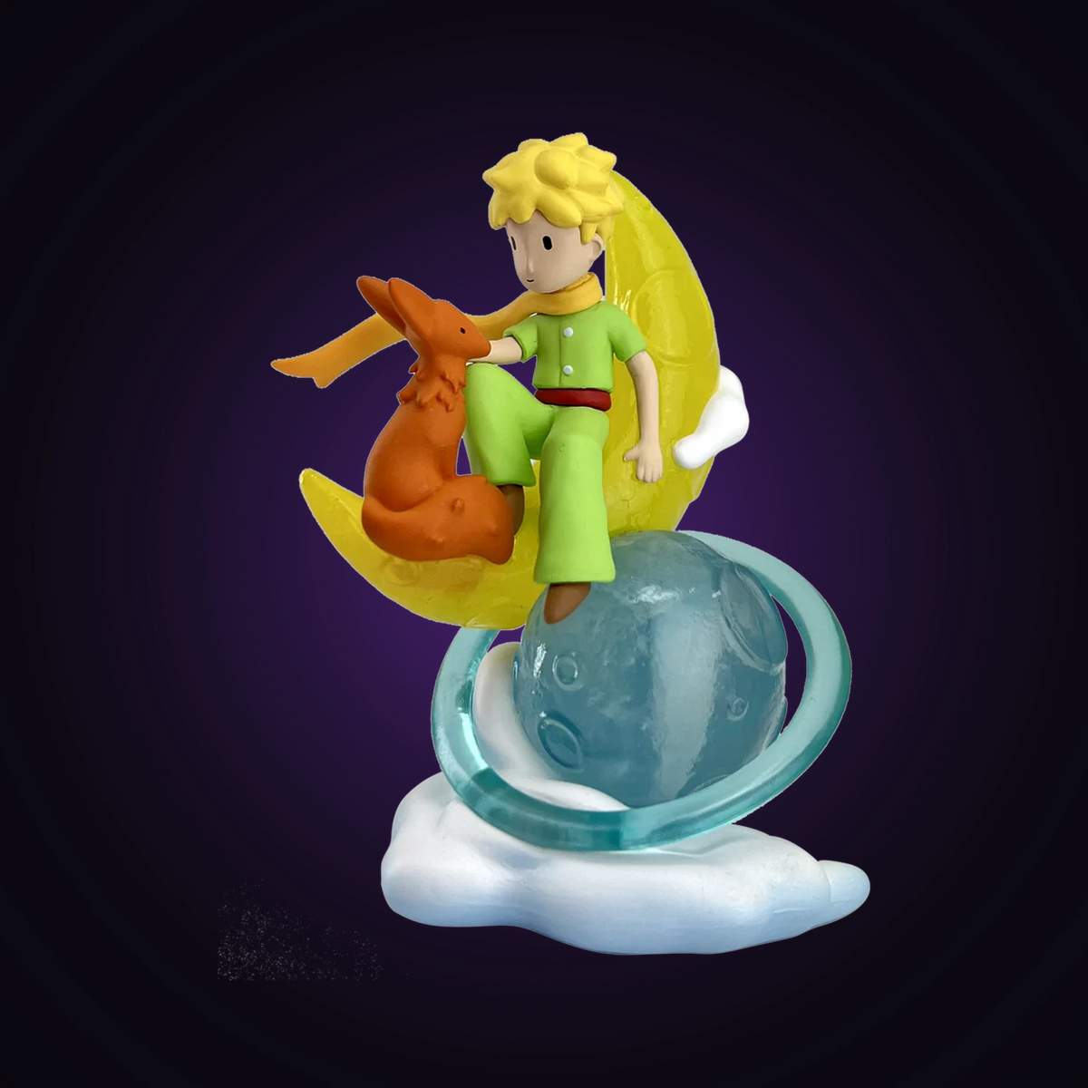 Figurine Le Petit Prince et le renard sur la lune