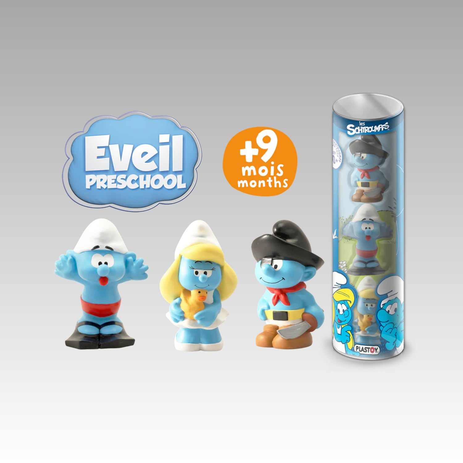 Tubo 3 figurines éveil Schtroumpfs 5/17