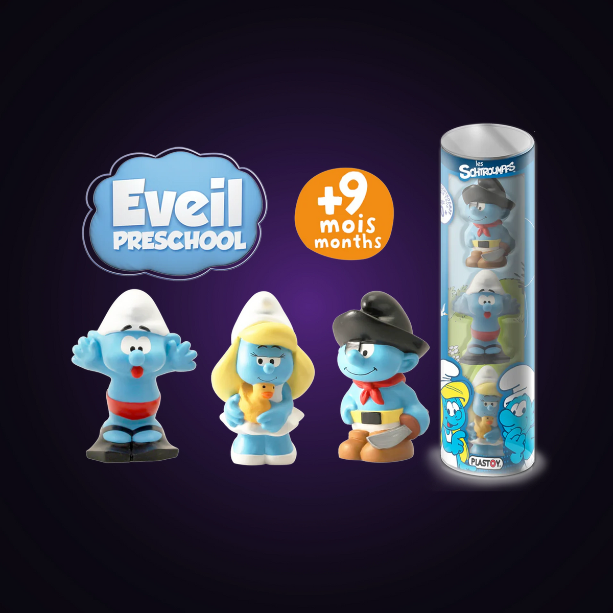 Tubo 3 figurines éveil Schtroumpfs 5/17