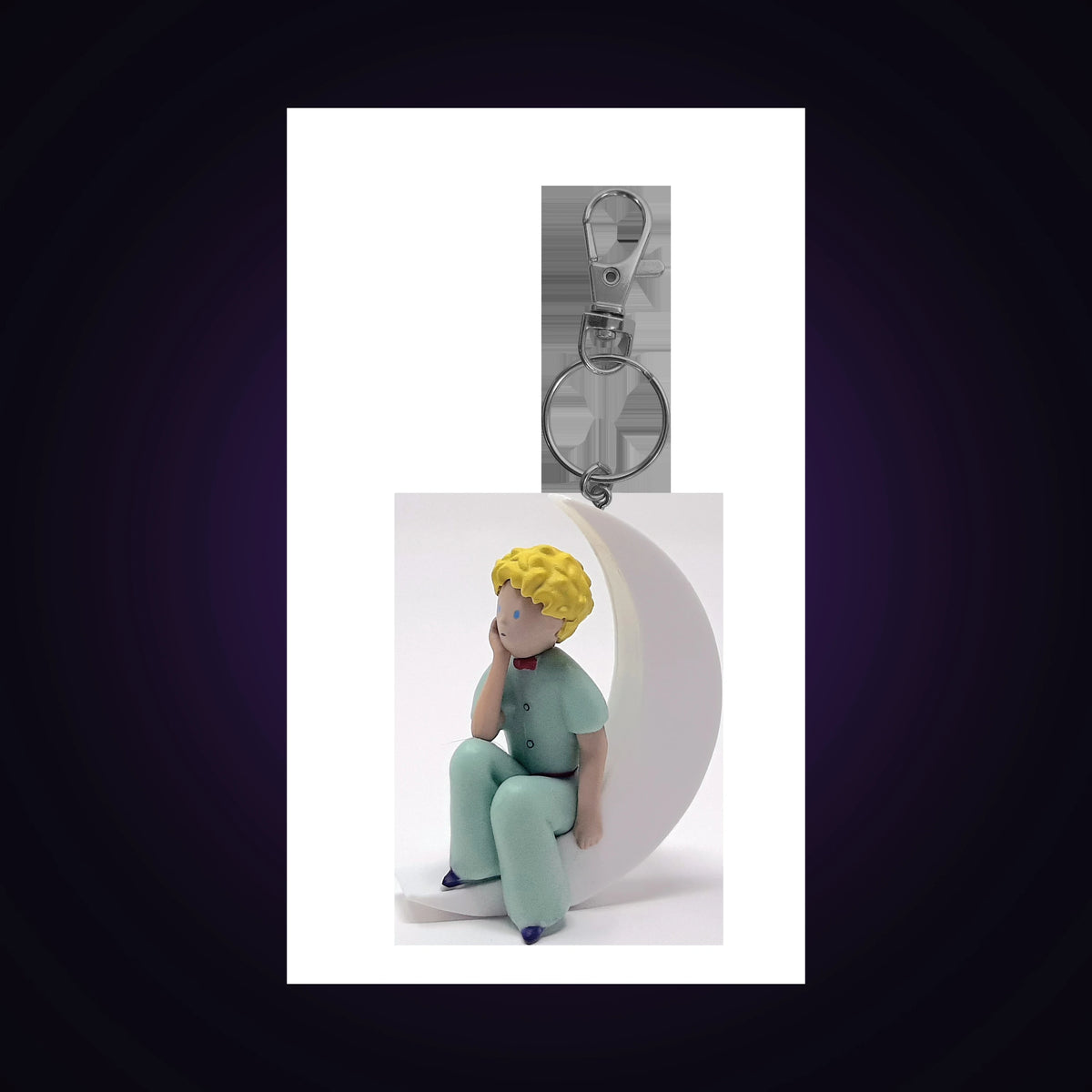 Porte-clés Petit Prince assis sur la lune