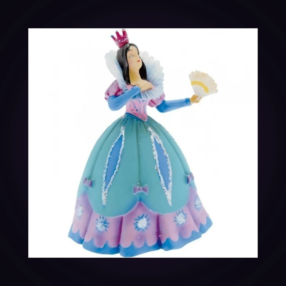 Figurine princesse éventail robe bleue