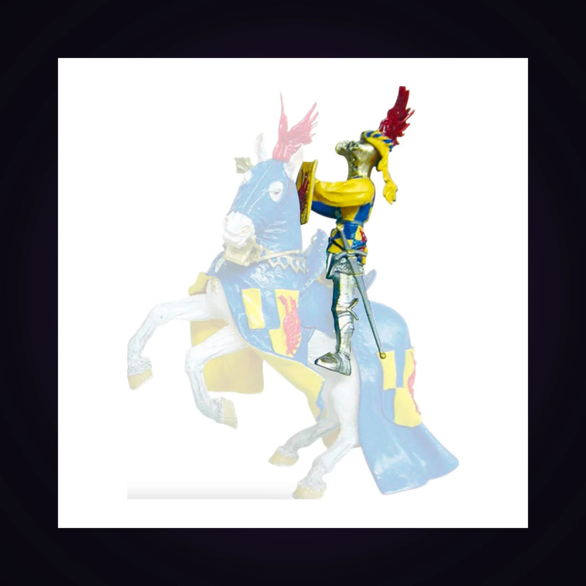 Figurine Chevalier aux ailes bleues et damier rouge
