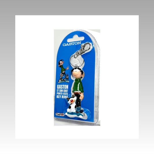 Porte-clés Gaston et son chat blister pack