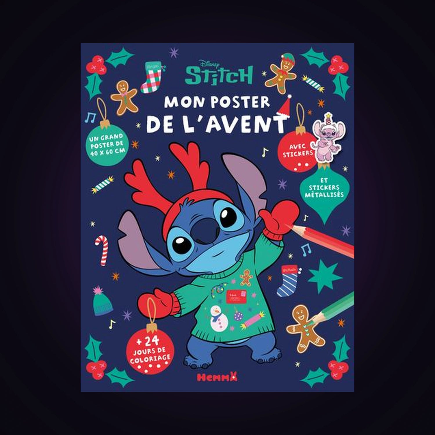 Stitch - Mon poster de l'avent - 24 jours de coloriage + stickers et stickers métallisés