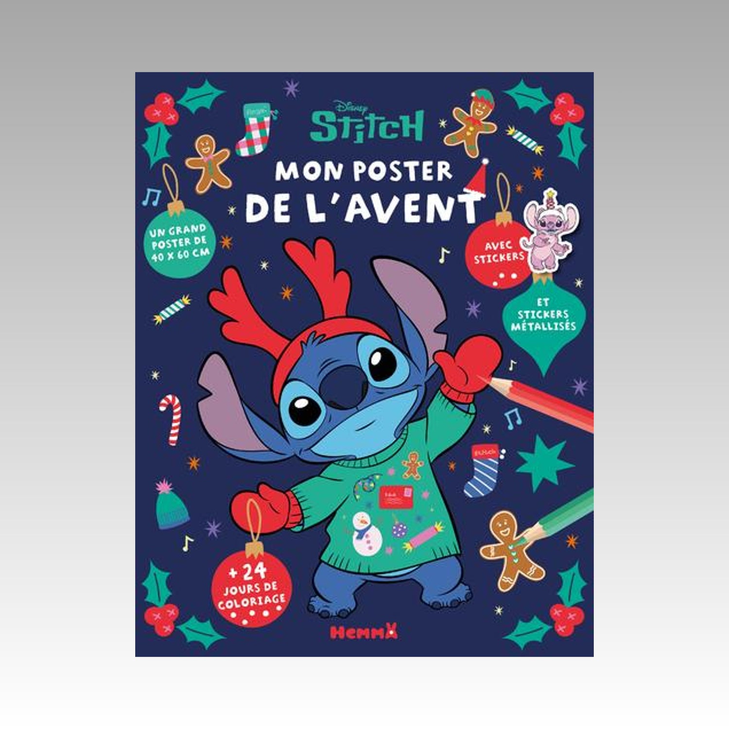 Stitch - Mon poster de l'avent - 24 jours de coloriage + stickers et stickers métallisés