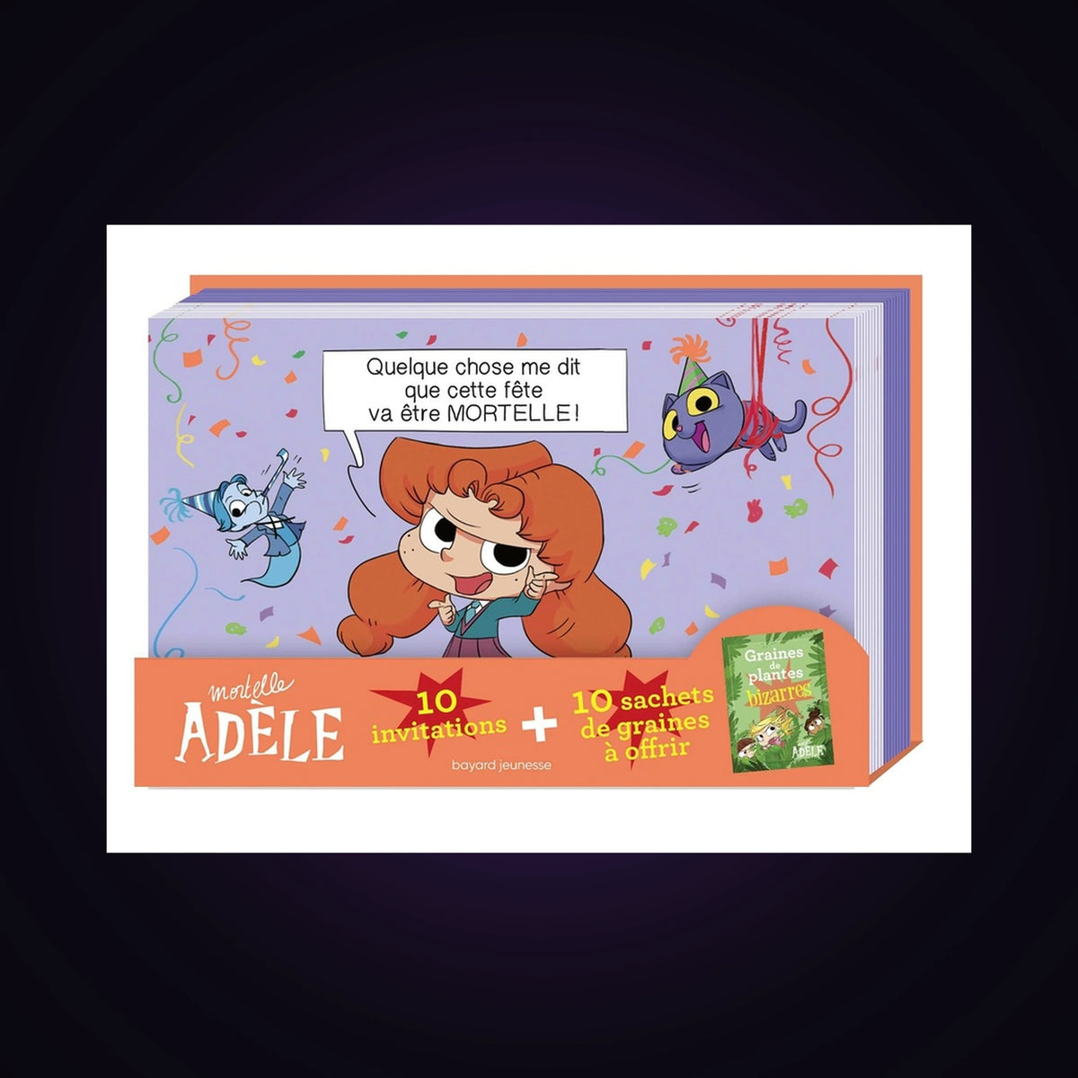 Mortelle Adèle - 10 invitations + 10 sachets de graines à offrir