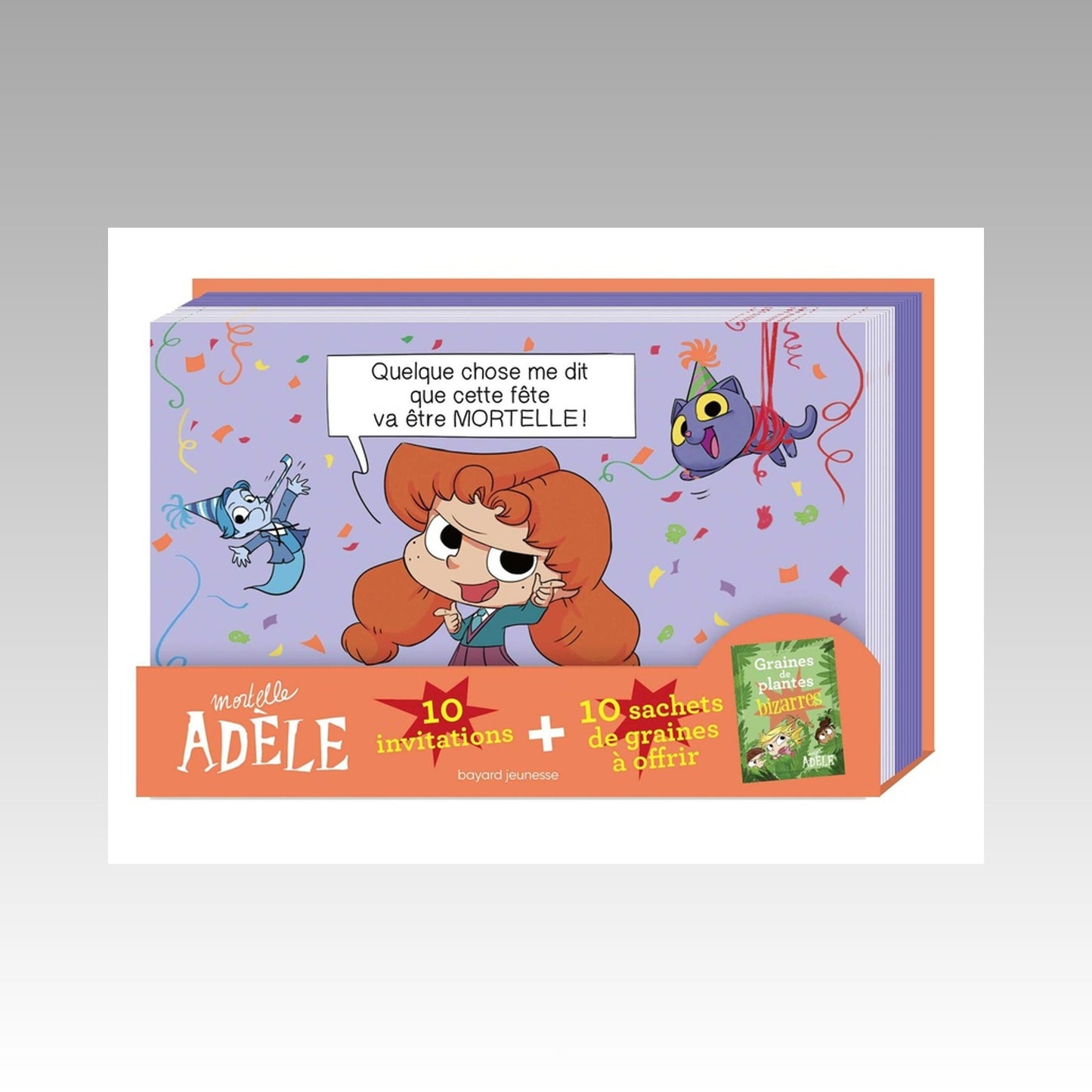Mortelle Adèle - 10 invitations + 10 sachets de graines à offrir